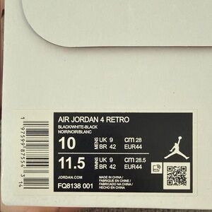 Jordan Air 4 Retro Black and White